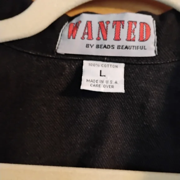 Wanted Black Jean Jacket with Green Fringe - Picture 2 of 3